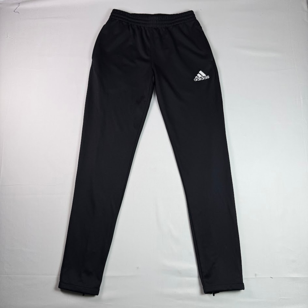 Y2K Adidas Track Pants Black Embroidered Big Logo Ankle Zip Womens Small 611360